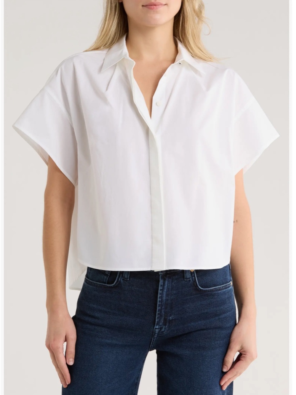 rag & bone White Boxy Short-Sleeve Button-Down Shirt